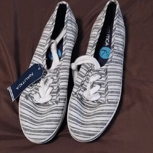Nautica Black and White Striped Casual Shoes